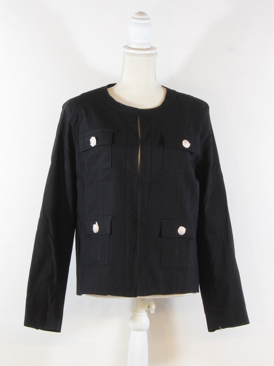 Chadwicks Jackets & Blazers - Chadwicks Women's Black Collarless Pocket Blazer w/Gold Buttons